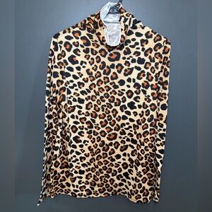 Leopard Print Mock Neck Top NWOT Soft Lightweight Layering Piece XL (fit M/L)